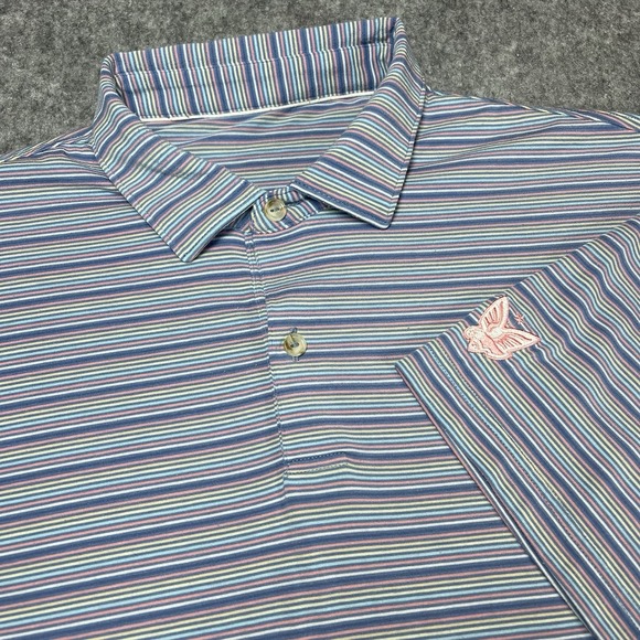 Peter Millar Other - Peter Millar Seaside Polo Shirt Mens M Blue Pink Striped Short Sleeve